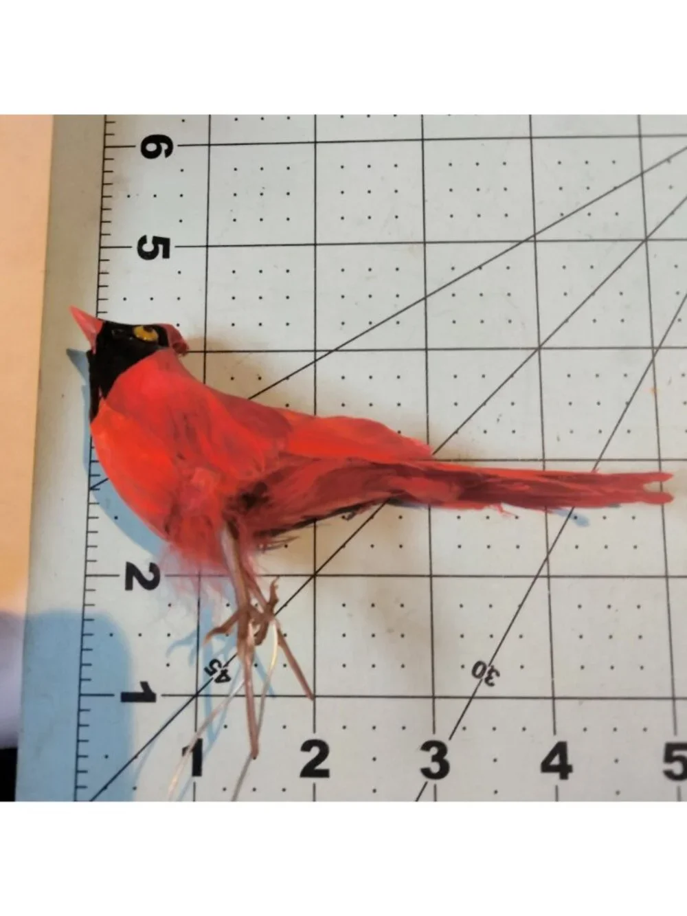 Red Cardinal Bird Figurine Ornament Feathers Wire Pick Craft Decoration Lot 4